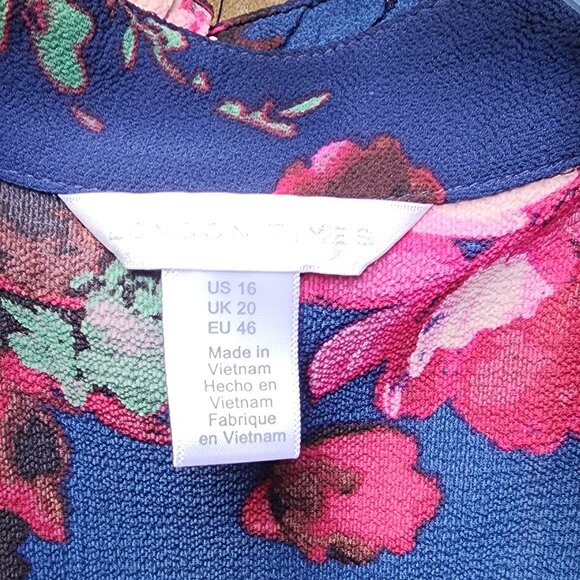 *NWT* Women's sz 16  London Times Navy Smocked Waist Tiered Mini Dress - Picture 3 of 9